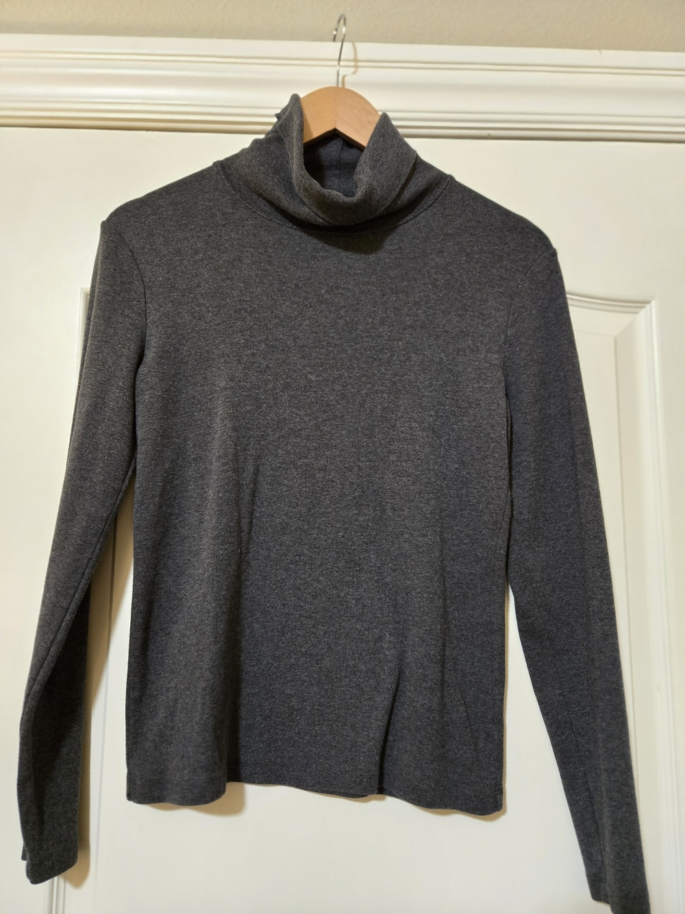 Jones New York Gray Turtleneck Long Sleeve 100% Cotton Top Cozy Layering